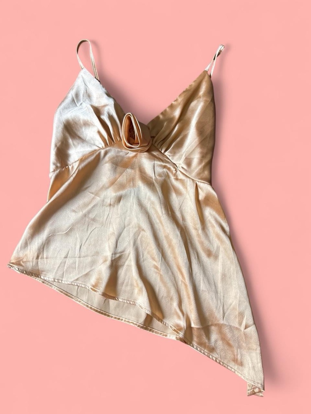Silky Asymmetrical Cami Top in Orange